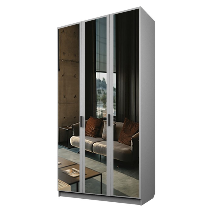 Шкаф 3-х дверный «Экон», 1200×520×2300 мм, 3 зеркала, цвет серый шагрень