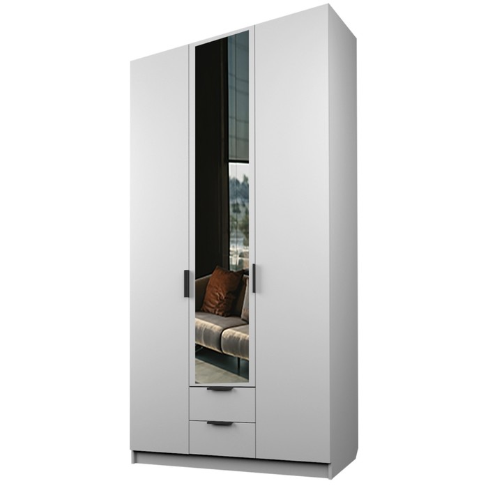Шкаф 3-х дверный «Экон», 1200×520×2300 мм, 2 ящика, 1 зеркало, цвет белый шкаф 3 х дверный экон 1200×520×2300 мм 2 ящика 1 зеркало цвет серый шагрень