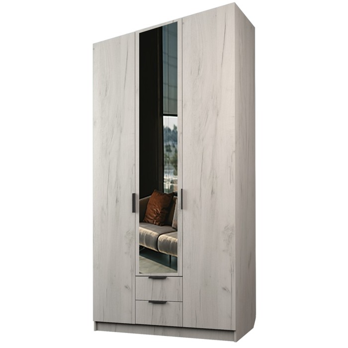 Шкаф 3-х дверный «Экон», 1200×520×2300 мм, 2 ящика, 1 зеркало, цвет дуб крафт белый шкаф 3 х дверный экон 1200×520×2300 мм 3 ящика цвет дуб крафт белый