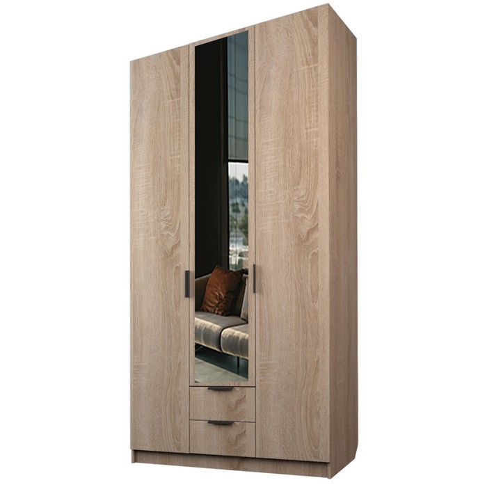Шкаф 3-х дверный «Экон», 1200×520×2300 мм, 2 ящика, 1 зеркало, цвет дуб сонома шкаф 3 х дверный экон 1200×520×2300 мм 3 ящика 1 зеркало цвет дуб сонома