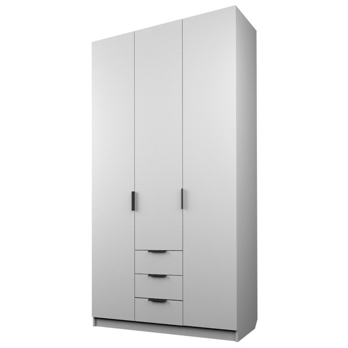 Шкаф 3-х дверный «Экон», 1200×520×2300 мм, 3 ящика, цвет белый шкаф 3 х дверный экон 1200×520×2300 мм 3 ящика цвет дуб сонома