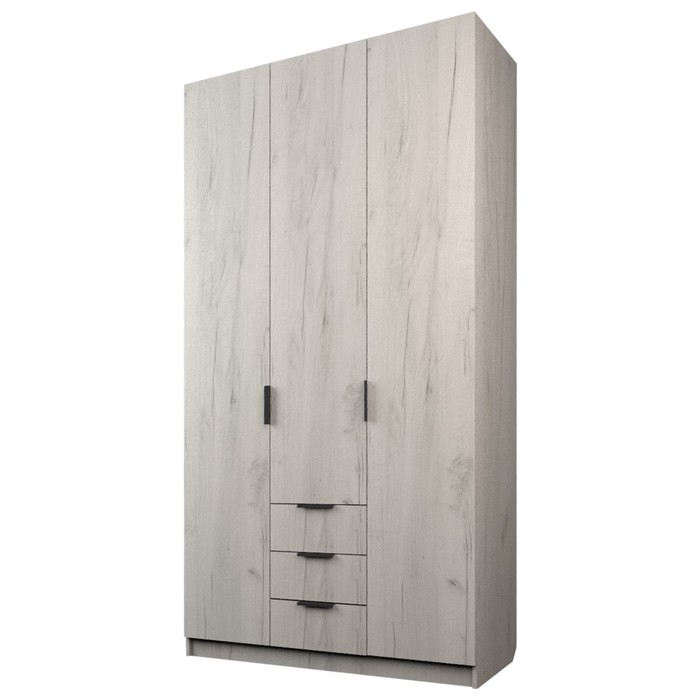 Шкаф 3-х дверный «Экон», 1200×520×2300 мм, 3 ящика, цвет дуб крафт белый 24520