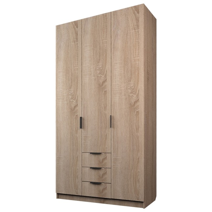 Шкаф 3-х дверный «Экон», 1200×520×2300 мм, 3 ящика, цвет дуб сонома шкаф 3 х дверный экон 1200×520×2300 мм 3 ящика 1 зеркало цвет дуб сонома
