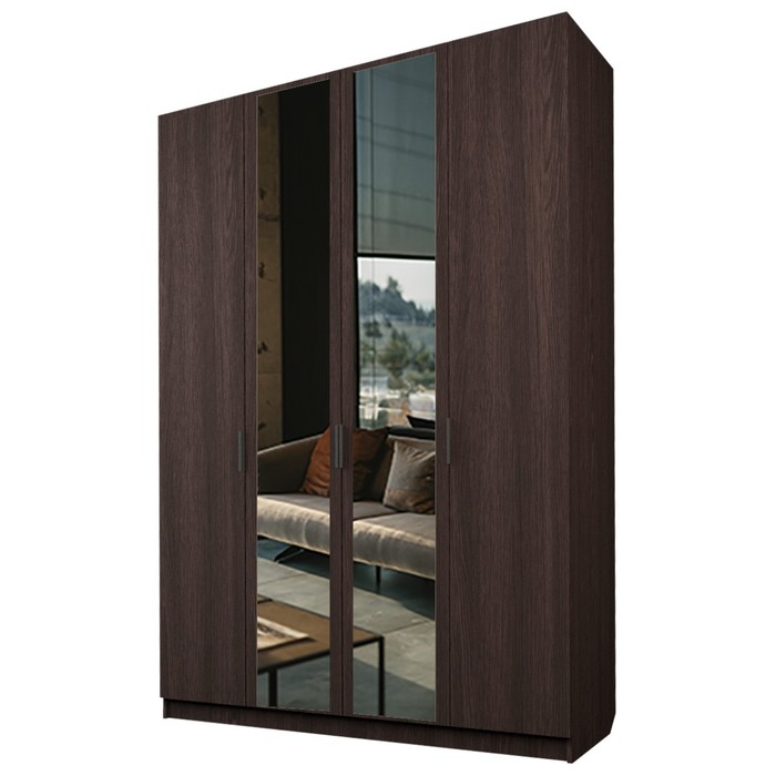 Шкаф 4-х дверный «Экон», 1600×520×2300 мм, 2 зеркала, цвет венге шкаф 4 х дверный экон 1600×520×2300 мм 3 ящика 2 зеркала цвет венге