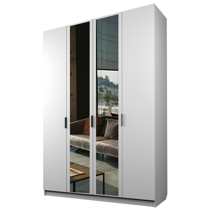 Шкаф 4-х дверный «Экон», 1600×520×2300 мм, 2 зеркала, цвет белый шкаф 4 х дверный экон 1600×520×2300 мм 2 ящика 2 зеркала цвет белый