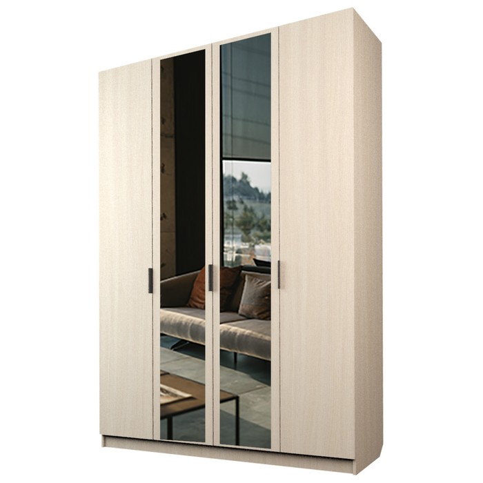 Шкаф 4-х дверный «Экон», 1600×520×2300 мм, 2 зеркала, цвет дуб молочный шкаф 4 х дверный экон 1600×520×2300 мм 4 зеркала цвет дуб сонома
