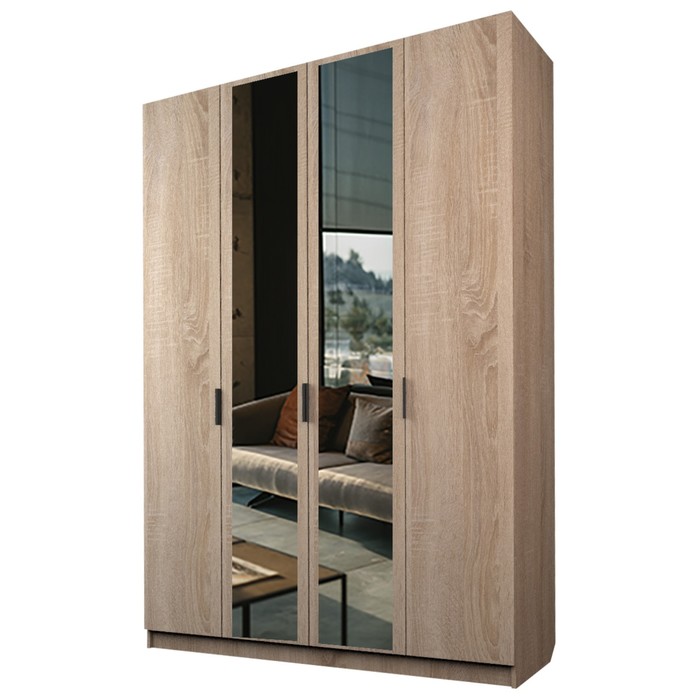 Шкаф 4-х дверный «Экон», 1600×520×2300 мм, 2 зеркала, цвет дуб сонома шкаф 4 х дверный экон 1600×520×2300 мм 4 зеркала цвет дуб сонома