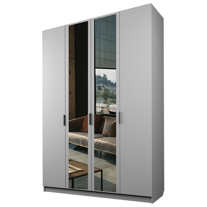 Шкаф 4-х дверный «Экон», 1600×520×2300 мм, 2 зеркала, цвет серый шагрень шкаф 4 х дверный экон 1600×520×2300 мм 2 ящика 2 зеркала цвет серый шагрень