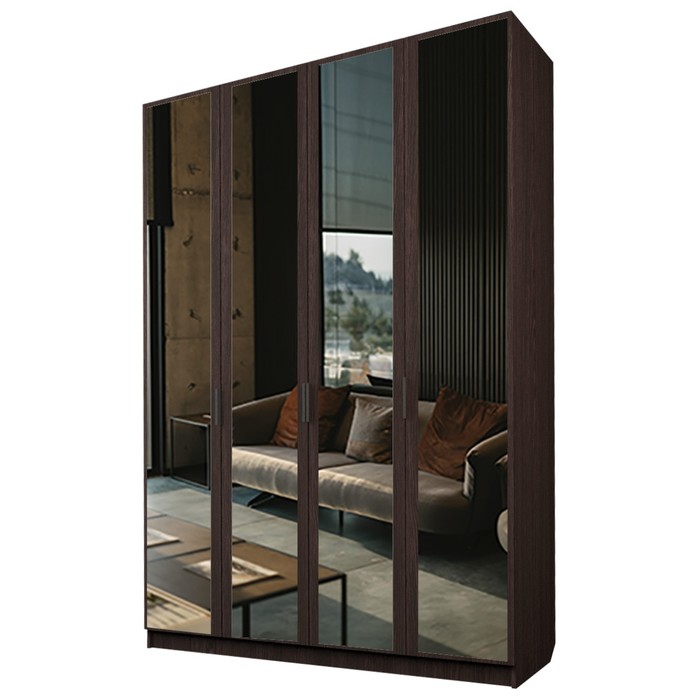 Шкаф 4-х дверный «Экон», 1600×520×2300 мм, 4 зеркала, цвет венге шкаф 4 х дверный экон 1600×520×2300 мм 3 ящика 2 зеркала цвет венге