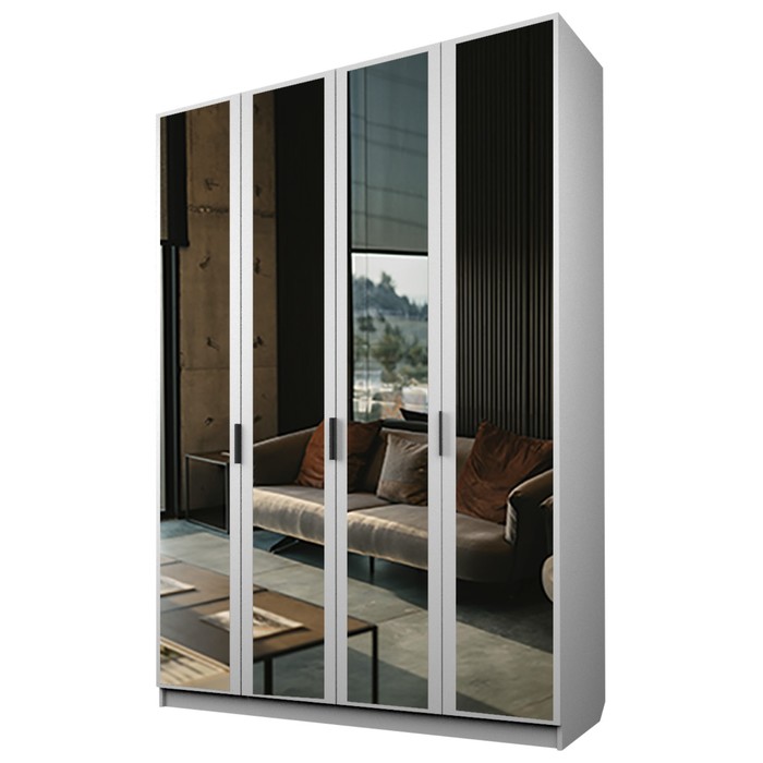 Шкаф 4-х дверный «Экон», 1600×520×2300 мм, 4 зеркала, цвет белый шкаф 4 х дверный экон 1600×520×2300 мм 4 зеркала цвет дуб сонома