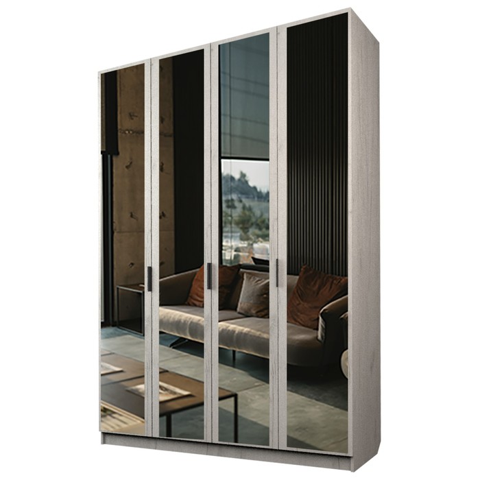 Шкаф 4-х дверный «Экон», 1600×520×2300 мм, 4 зеркала, цвет дуб крафт белый шкаф 4 х дверный экон 1600×520×2300 мм 4 зеркала цвет дуб сонома