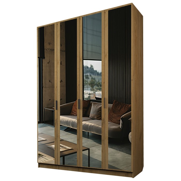 Шкаф 4-х дверный «Экон», 1600×520×2300 мм, 4 зеркала, цвет дуб крафт золотой шкаф 4 х дверный экон 1600×520×2300 мм 4 зеркала цвет дуб сонома