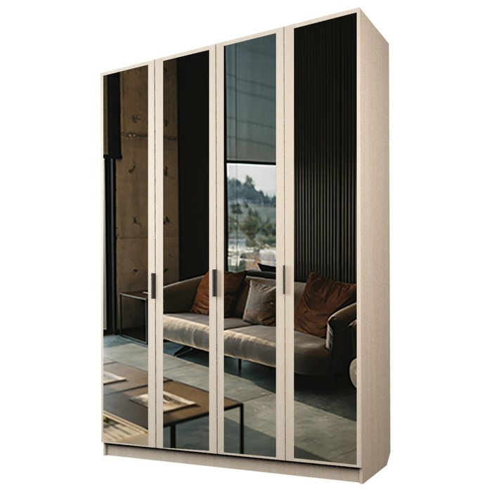 Шкаф 4-х дверный «Экон», 1600×520×2300 мм, 4 зеркала, цвет дуб молочный шкаф 4 х дверный экон 1600×520×2300 мм 4 зеркала цвет дуб сонома