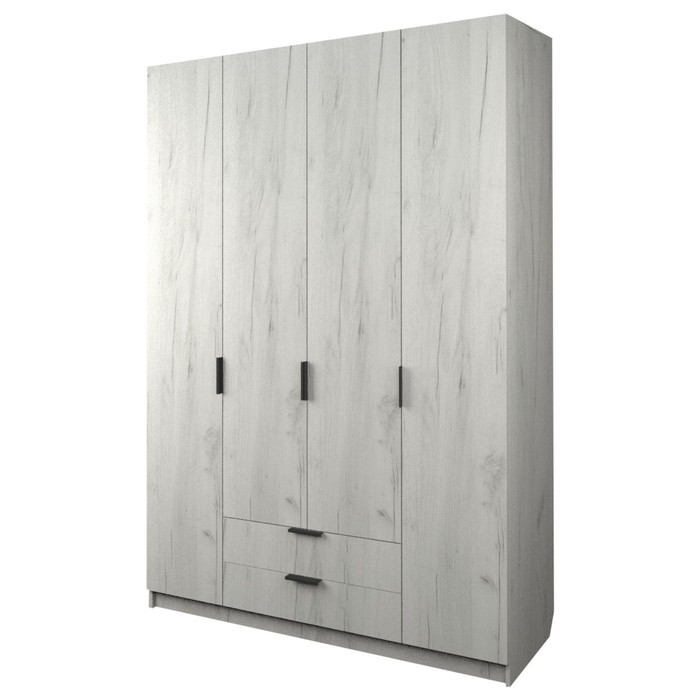 Шкаф 4-х дверный «Экон», 1600×520×2300 мм, 2 ящика, цвет дуб крафт белый шкаф 4 х дверный экон 1600×520×2300 мм 3 ящика цвет дуб крафт белый
