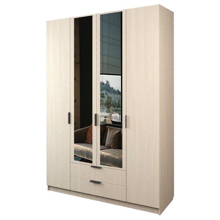 Шкаф 4-х дверный «Экон», 1600×520×2300 мм, 2 ящика, 2 зеркала, цвет дуб сонома шкаф 4 х дверный экон 1600×520×2300 мм 2 ящика 2 зеркала цвет венге