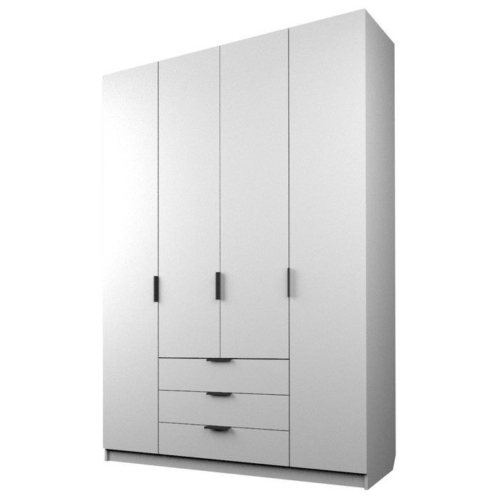 Шкаф 4-х дверный «Экон», 1600×520×2300 мм, 3 ящика, цвет белый шкаф 4 х дверный экон 1600×520×2300 мм 3 ящика цвет дуб крафт белый