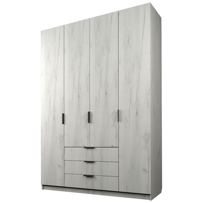 Шкаф 4-х дверный «Экон», 1600×520×2300 мм, 3 ящика, цвет дуб крафт белый шкаф 4 х дверный экон 1600×520×2300 мм 3 ящика цвет дуб крафт белый