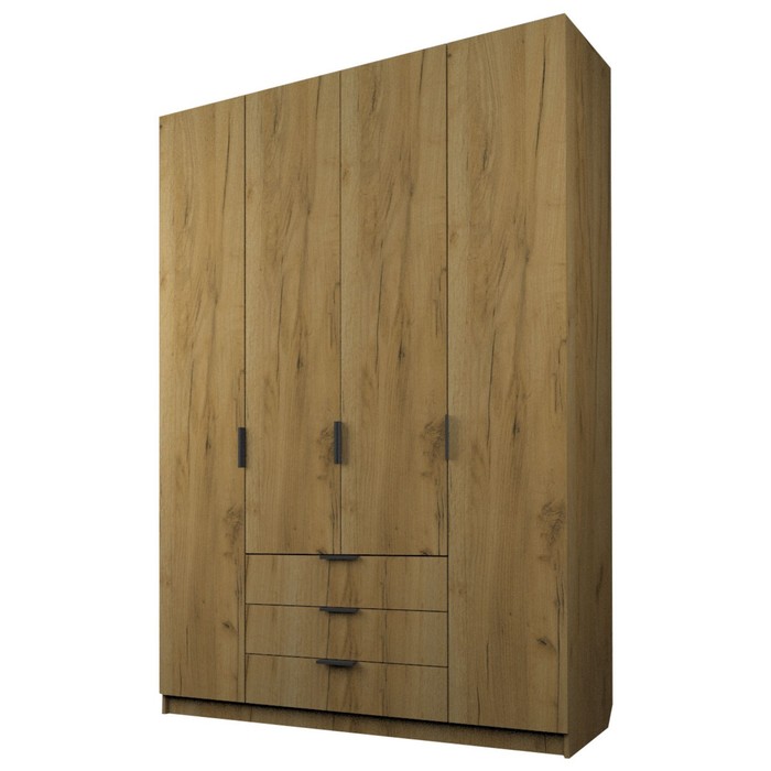 Шкаф 4-х дверный «Экон», 1600×520×2300 мм, 3 ящика, цвет дуб крафт золотой 29197