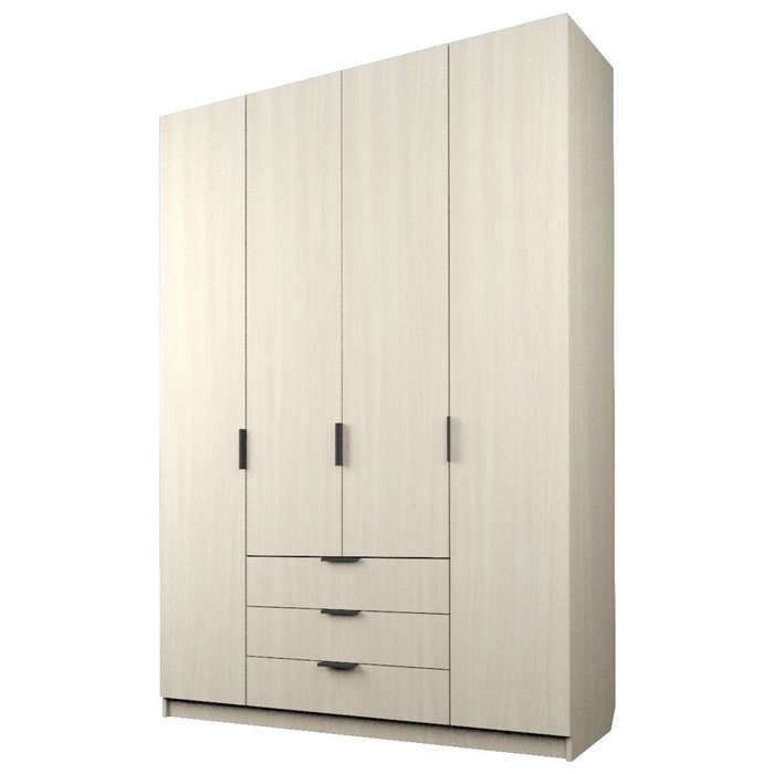 Шкаф 4-х дверный «Экон», 1600×520×2300 мм, 3 ящика, цвет дуб молочный шкаф 4 х дверный экон 1600×520×2300 мм 3 ящика цвет белый