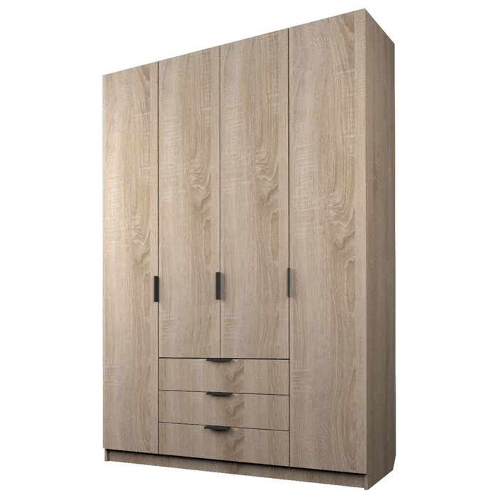 Шкаф 4-х дверный «Экон», 1600×520×2300 мм, 3 ящика, цвет дуб сонома шкаф 4 х дверный экон 1600×520×2300 мм 3 ящика 4 зеркала цвет дуб сонома