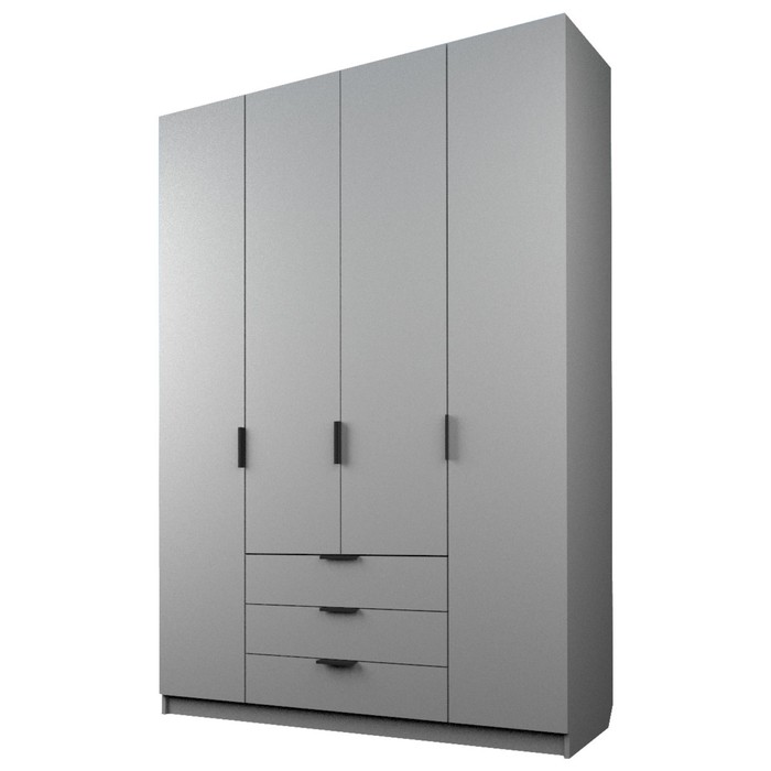 Шкаф 4-х дверный «Экон», 1600×520×2300 мм, 3 ящика, цвет серый шагрень шкаф 4 х дверный экон 1600×520×2300 мм 3 ящика цвет белый