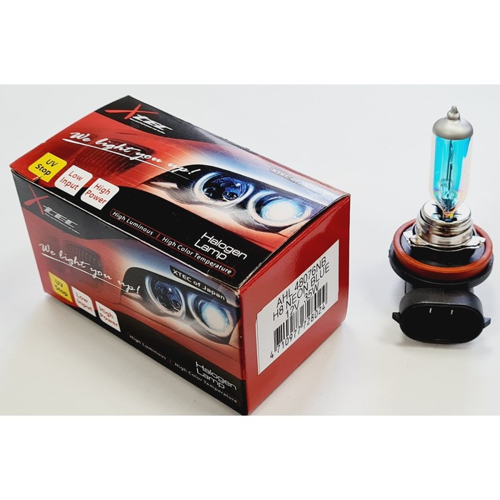 Лампа галогенная H8 12 В, 35W, PGJ19-1, Neon Blue, белый свет, голубой оттенок