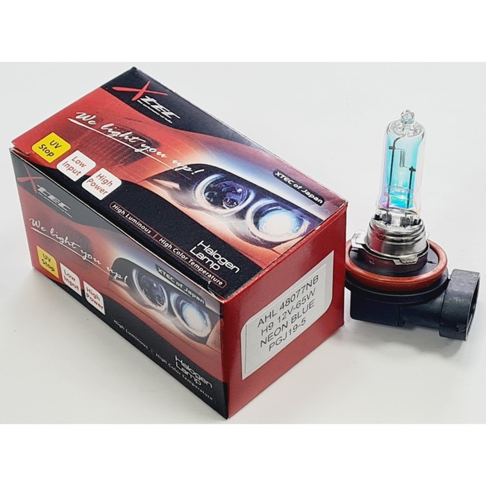 

Лампа галогенная H9 12 В, 65W, PGJ19-5, Neon Blue, белый свет, голубой оттенок