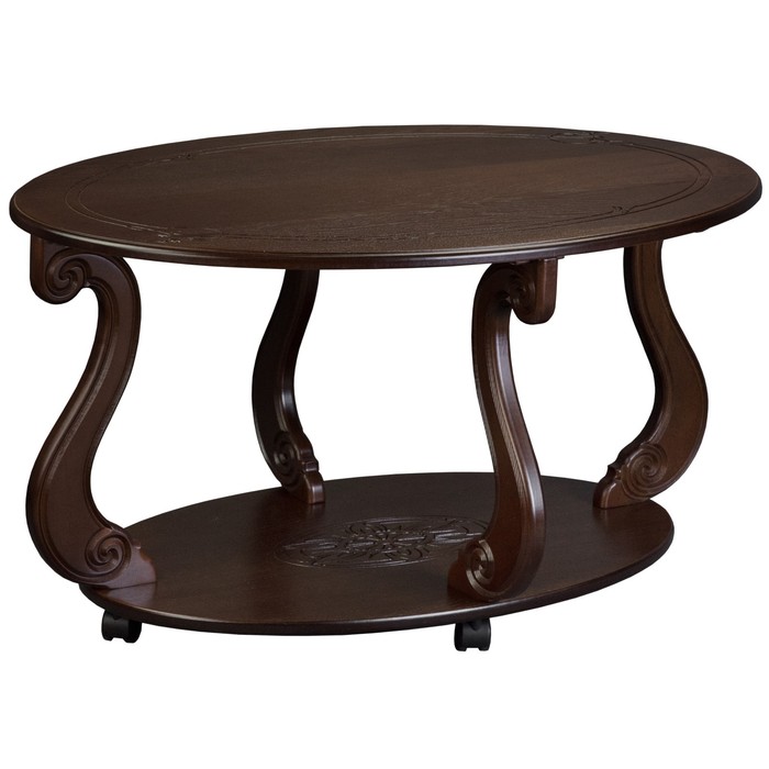 Стол журнальный на колёсиках Овация (М), 900x615x490, темно-коричневый стол журнальный мебелик овация м темно коричневый