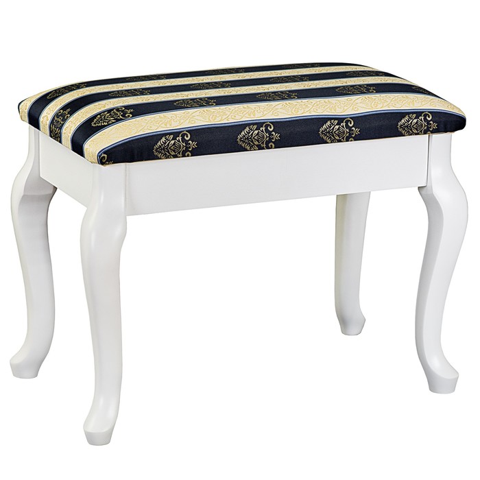 Банкетка Ретро с ящиком белый, 550x330x430, ткань полоса синий банкетка мебелик венеция 5 с ящиком белый ткань porshe 6