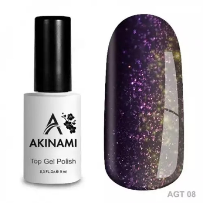 Топ Akinami Glitter Gel №08, 9 мл