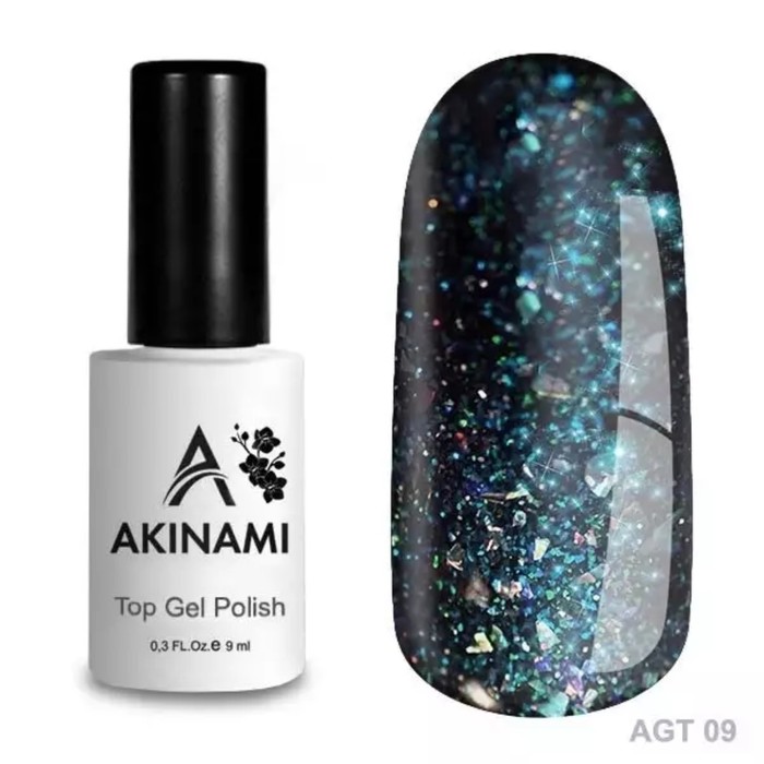 Топ Akinami Glitter Gel №09, 9 мл