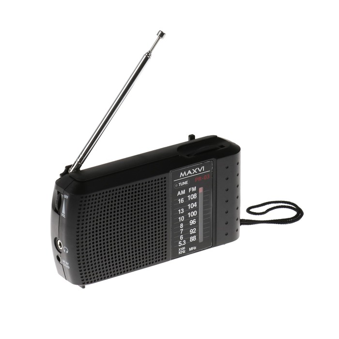 радиоприемник maxvi pr 02 красный Радиоприемник Maxvi PR-03, 220 В, 2хАА, AUX, чёрный