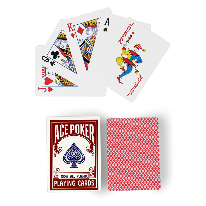 Карты игральные пластиковые Ace Poker, 30 мкм, 8.8 х 6.3 см, красная рубашка карты пластиковые poker премиум