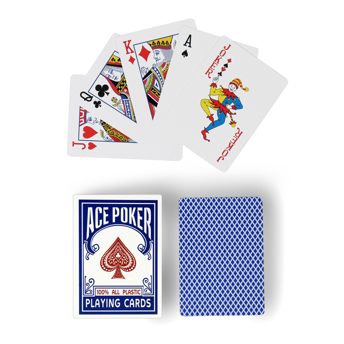 Карты игральные пластиковые Ace Poker, 30 мкм, 8.8 х 6.3 см, синяя рубашка карты игральные пластиковые texas hold em 30 мкм 8 8 х 6 3 см синяя рубашка
