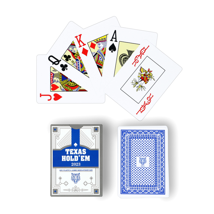 Карты игральные пластиковые Texas Hold`em, 30 мкм, 8.8 х 6.3 см, синяя рубашка карты для фокусов и покера copag texas hold em red
