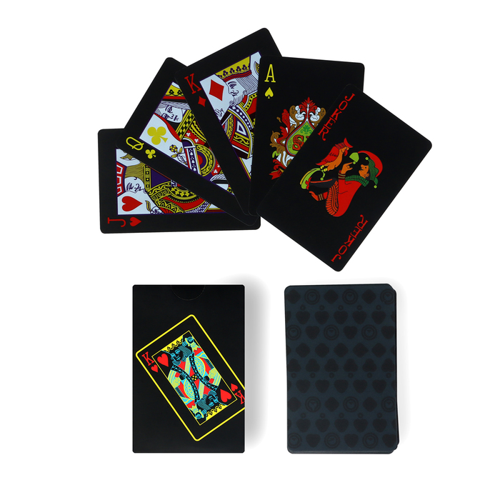 Карты игральные пластиковые Художественные, 30 мкм, 54 карты, карта 8.7 х 5.7 см, черные карты игральные пластиковые texas hold em 30 мкм 8 8 х 6 3 см синяя рубашка