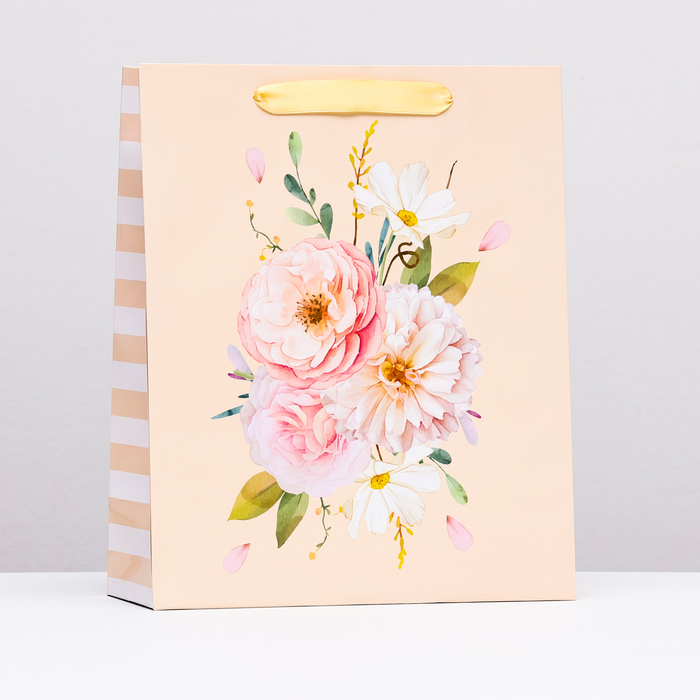пакет подарочный цветочная поэзия 26 х 32 х 12 см Пакет ламинированный Цветочная геометрия, 26 х 32 х 12 см