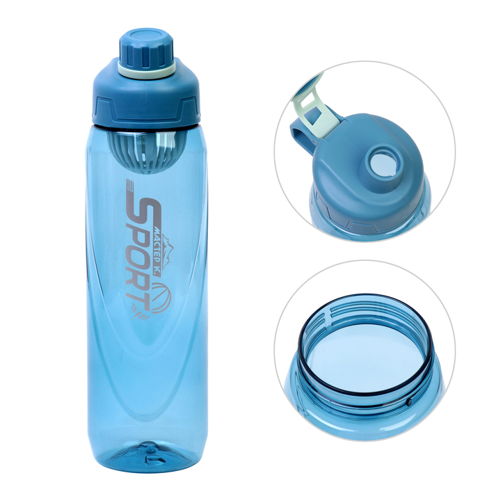 Бутылка для воды, 1 л, SPORT, голубая