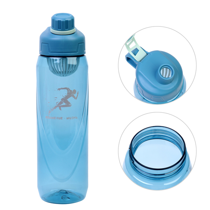 цена Бутылка для воды, 1 л, Движение - жизнь, голубая
