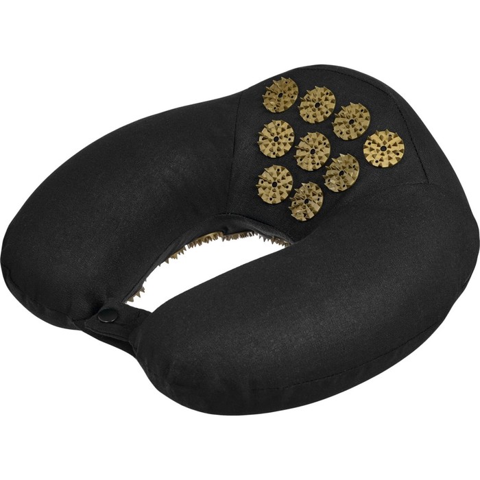 Подушка дорожная акупунктурная Bradex «Нирвана», чёрная, золотые шипы фотографии