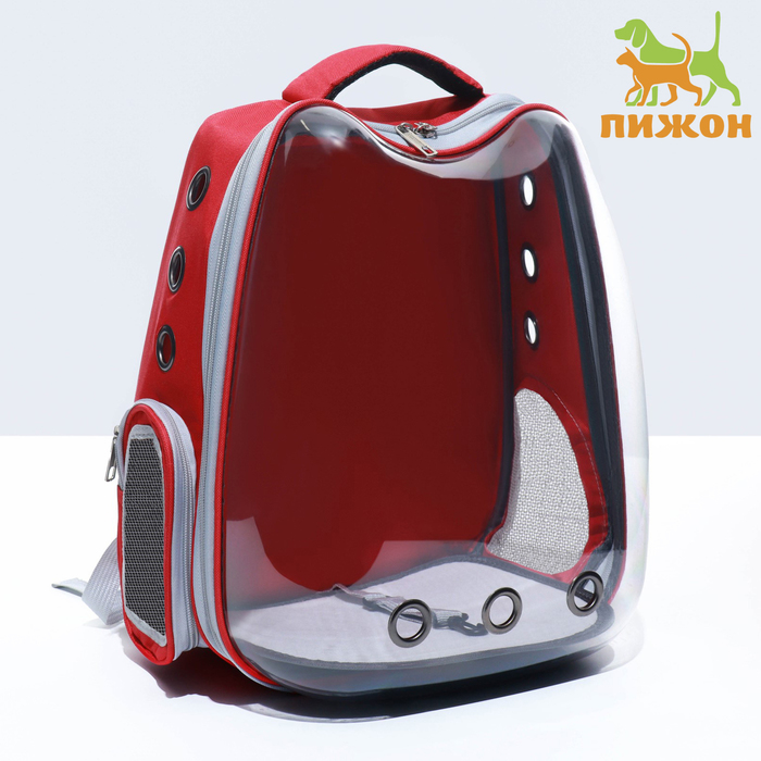 

Рюкзак для переноски "Котик", прозрачный, 32 х 28 х 42 см, красный