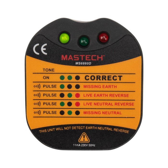 тестер розеток детектор автоматов ms5905rtd mastech 13 1265 Тестер розеток MASTECH MS6860D