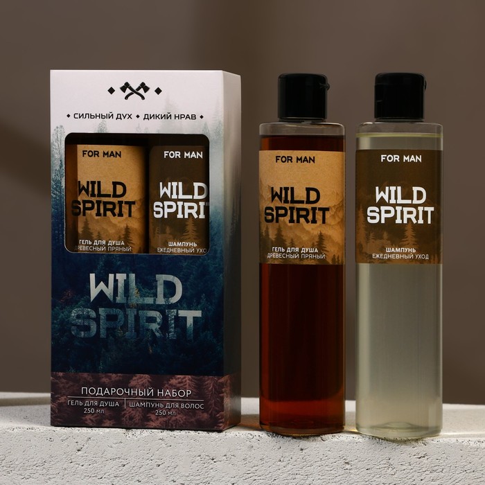 

Подарочный набор косметики WILD SPIRIT, гель для душа 250 мл и шампунь для волос 250 мл, HARD LINE