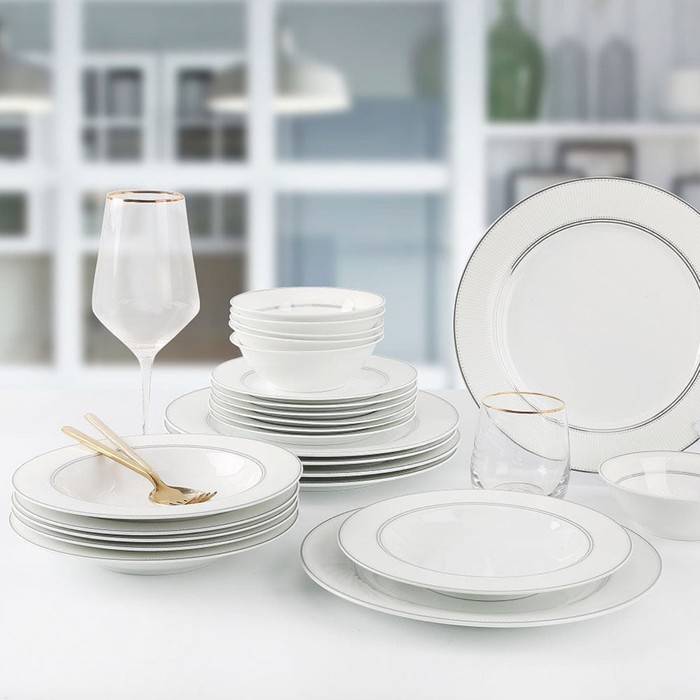 Набор посуды Arya Home Elegant Gisella, 24 предмета, цвет белый набор столовой посуды arya home elegant mandala фарфор белый 24 шт