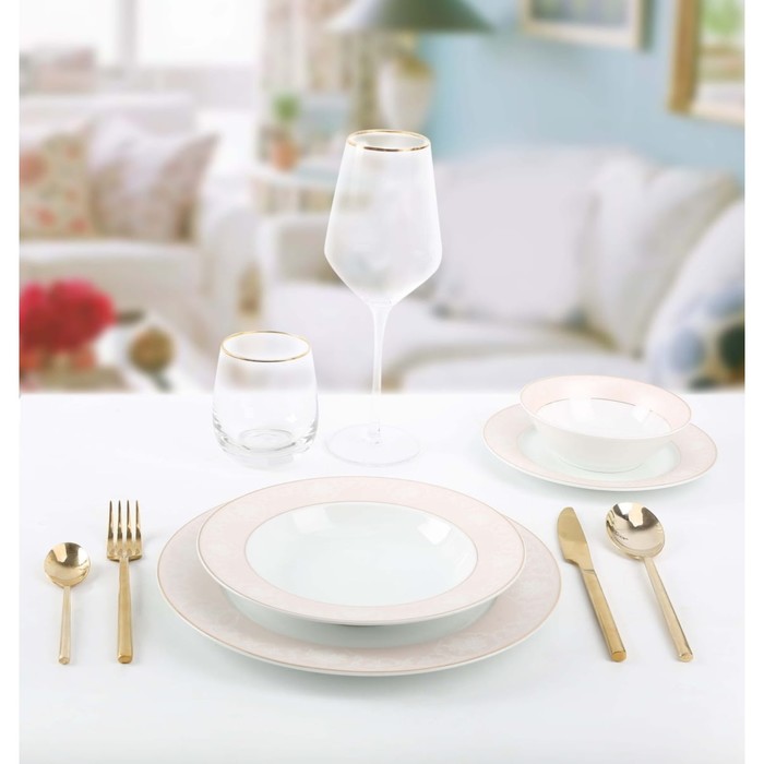 Набор посуды Arya Home Elegant Pearl, 24 предмета, цвет белый цена и фото