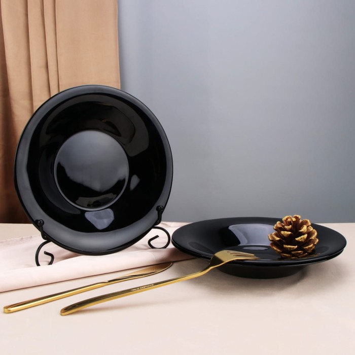 Тарелка глубокая Arya Home Globe, 6 шт, цвет чёрный