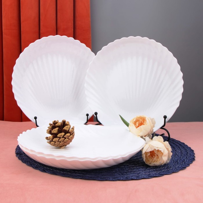 Тарелка глубокая Arya Home Shell, 6 шт, цвет белый