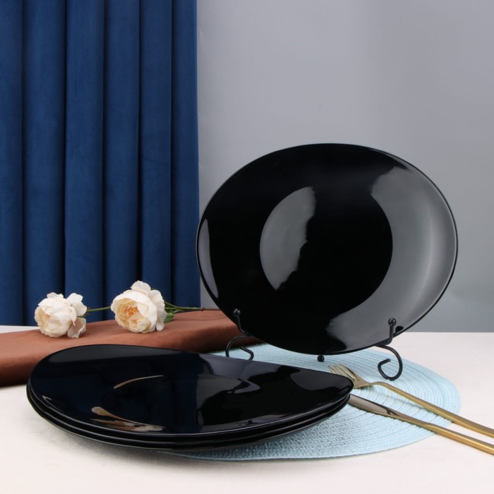 Тарелка обеденная Arya Home Ellipse, 6 шт, d=27 см, цвет чёрный