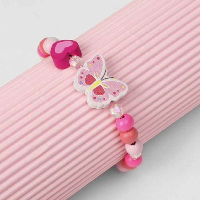Браслет детский «Выбражулька» бабочка, цвет розовый браслет детский выбражулька цветочки нежные цвет бело розовый