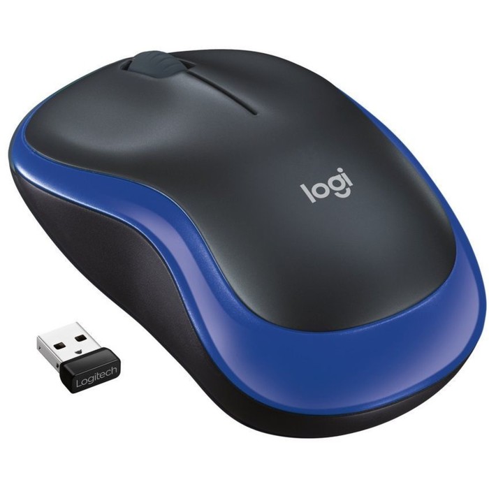 

Мышь Logitech M185 черный/синий оптическая (1000dpi) беспроводная USB1.1 для ноутбука (2but 103386